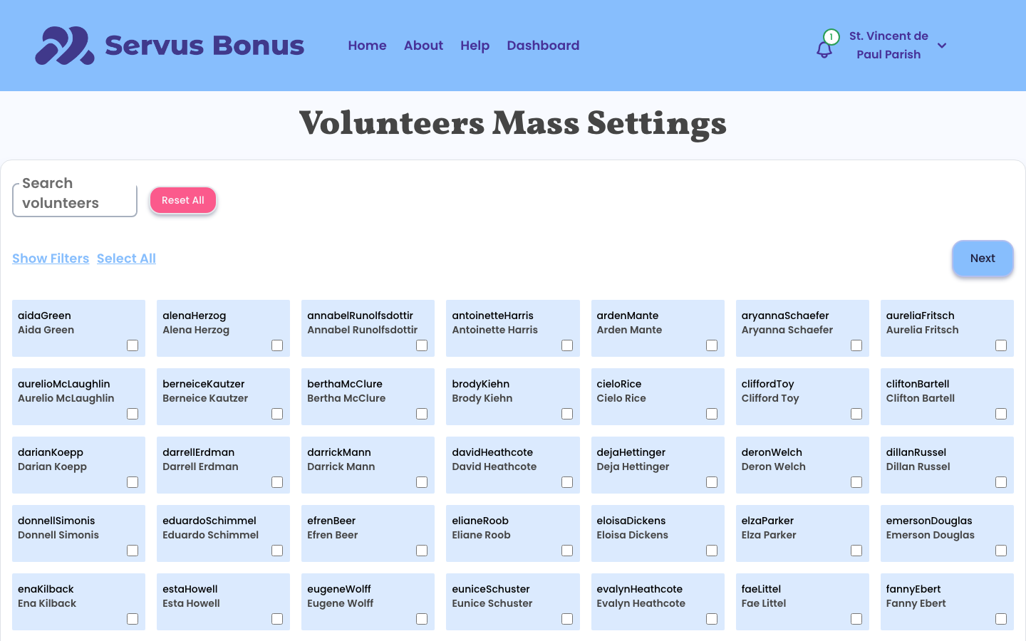 Volunteer management placeholder