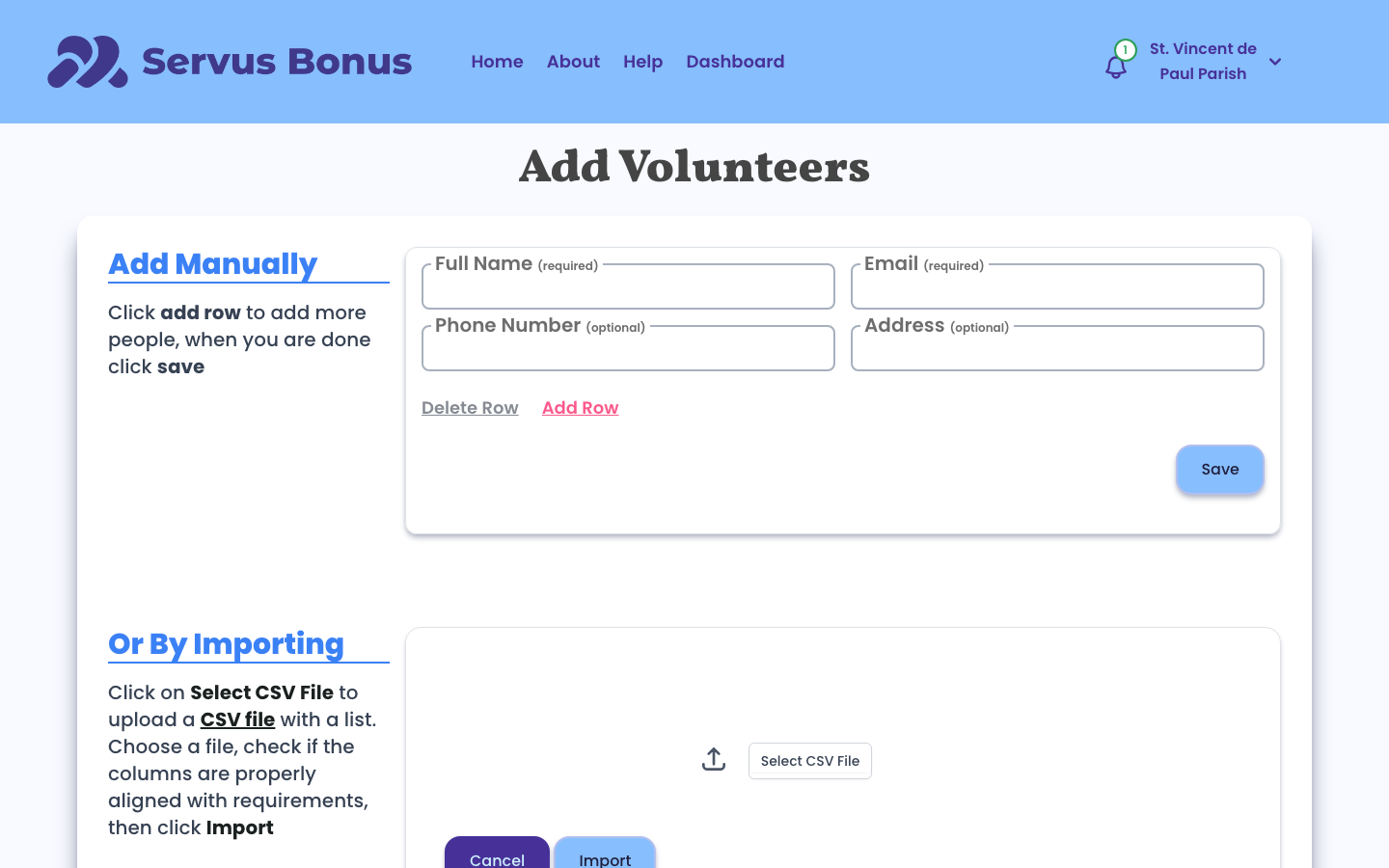 Add volunteers placeholder